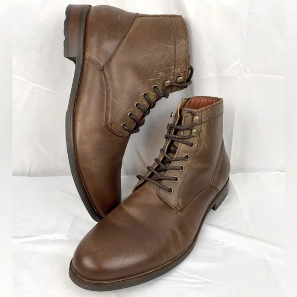 Vince Camuto Laran Men’s Brown Leather Combat Boots Size 12M
